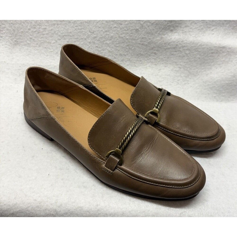 Patricia Nash Fia Taupe Brown Leather Loafer Flat Shoes Size 9 / 39 M Old Money